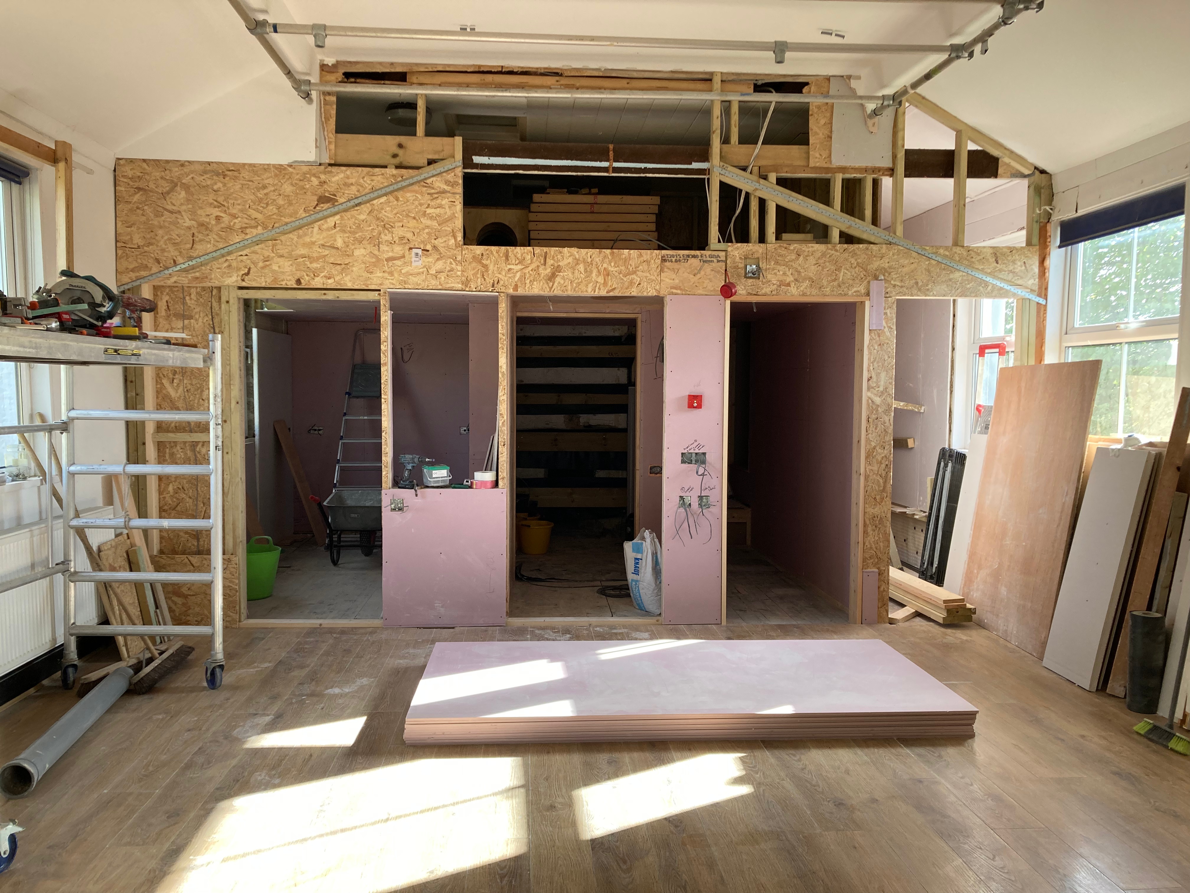 Hall end building work